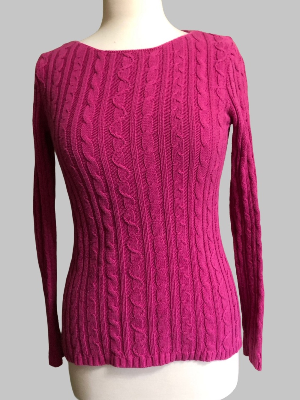 Vintage Croft & Barrow Pink Cable Knit Cotton Sweater S